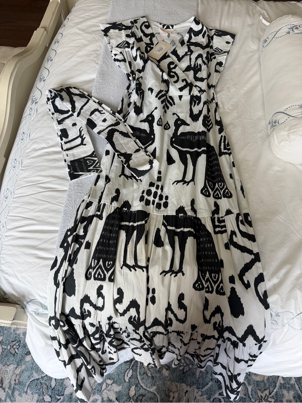 Sheridan French June Dress in Black and White Peacock